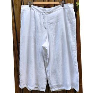 Women's Charter Club Pant Shop Classic Fit Linen White w/Shimmer Pants (Sz 18)